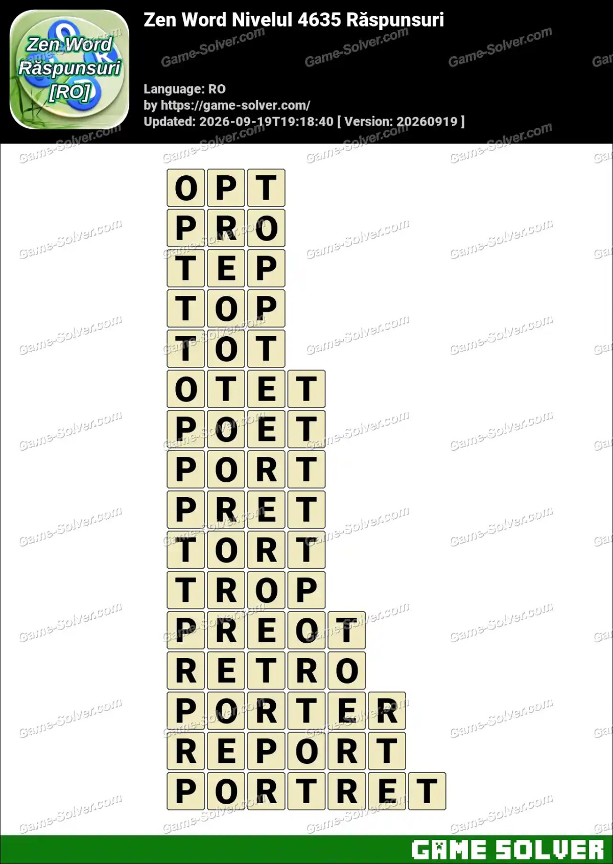 Zen Word Nivelul 4635 Răspunsuri