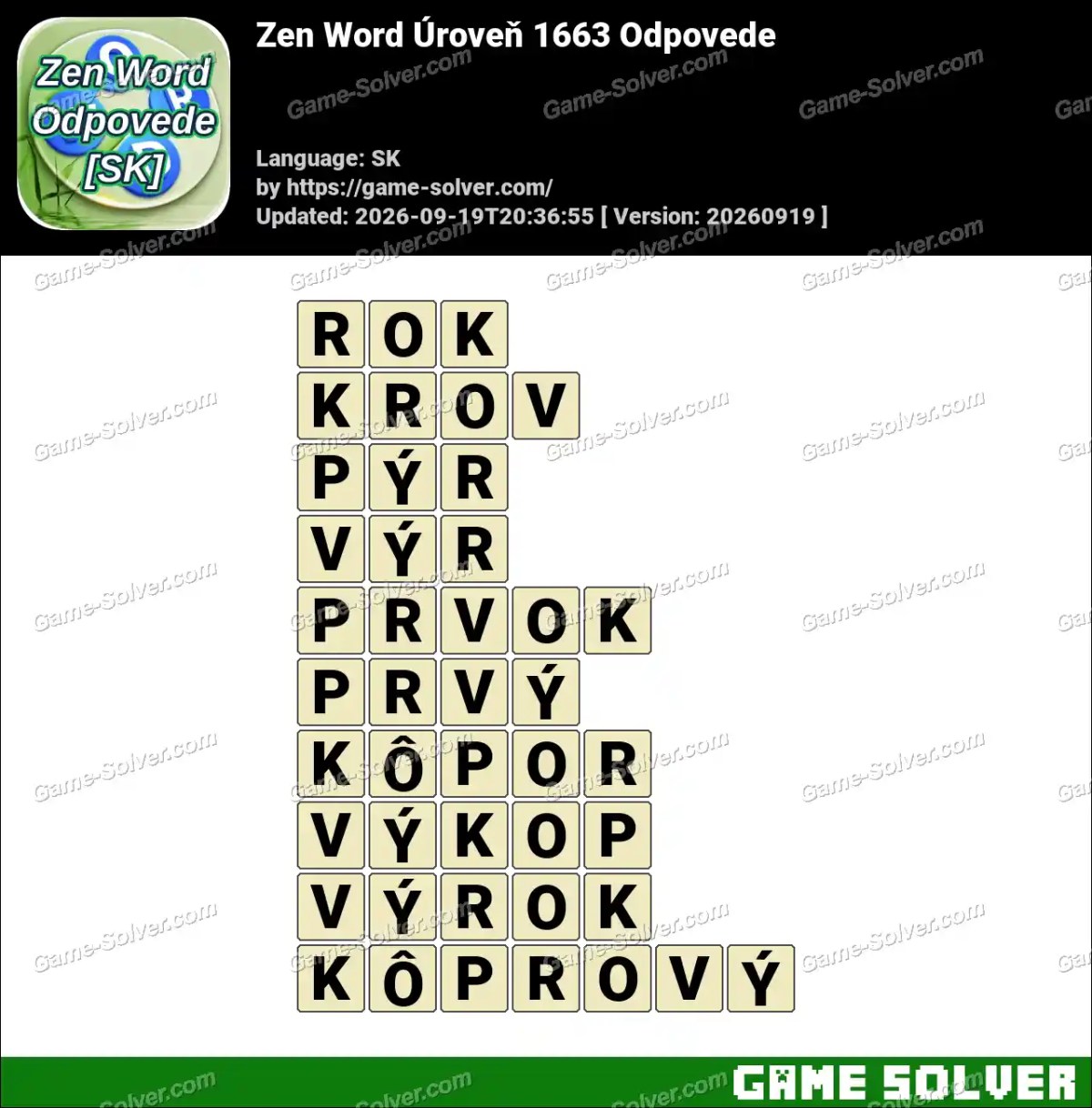 Zen Word Úroveň 1663 Odpovede