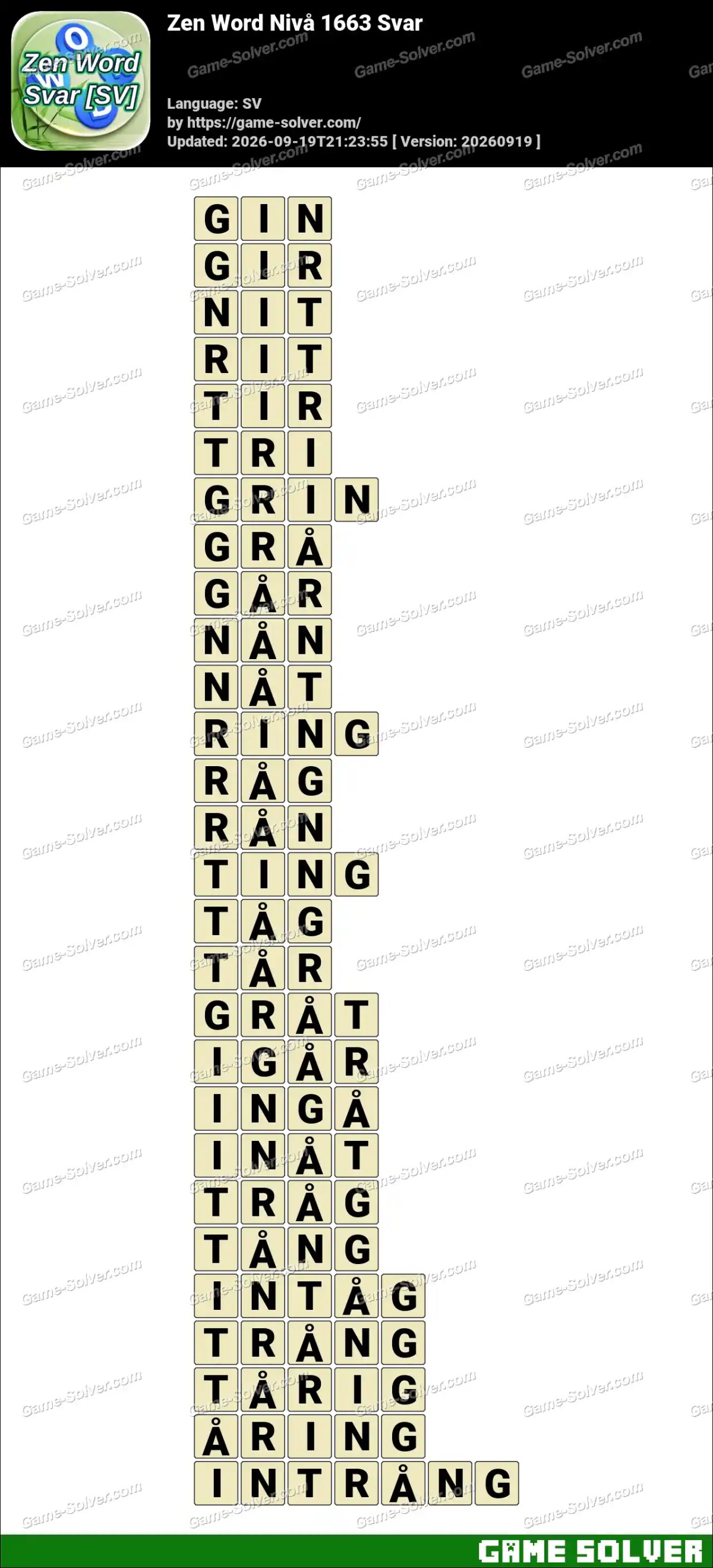 Zen Word Nivå 1663 Svar Zen Word Nivå 1663 Svar