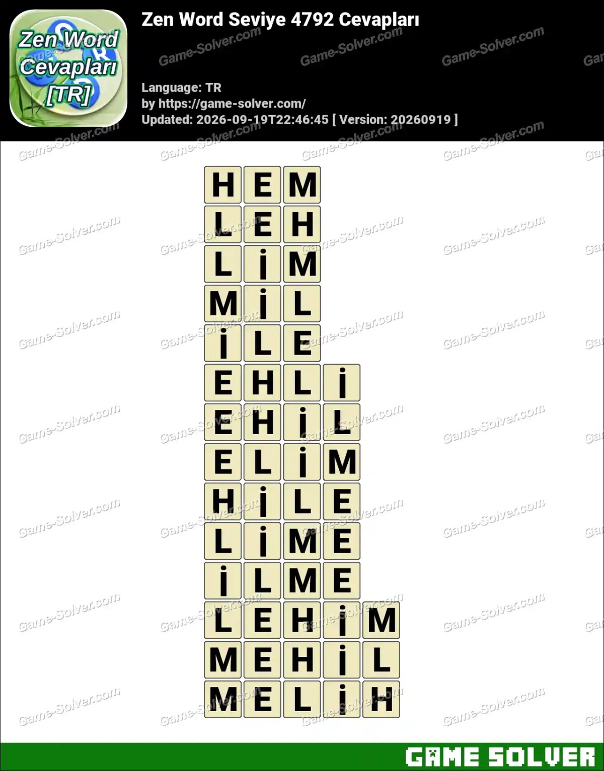 Zen Word Seviye 4792 Cevapları