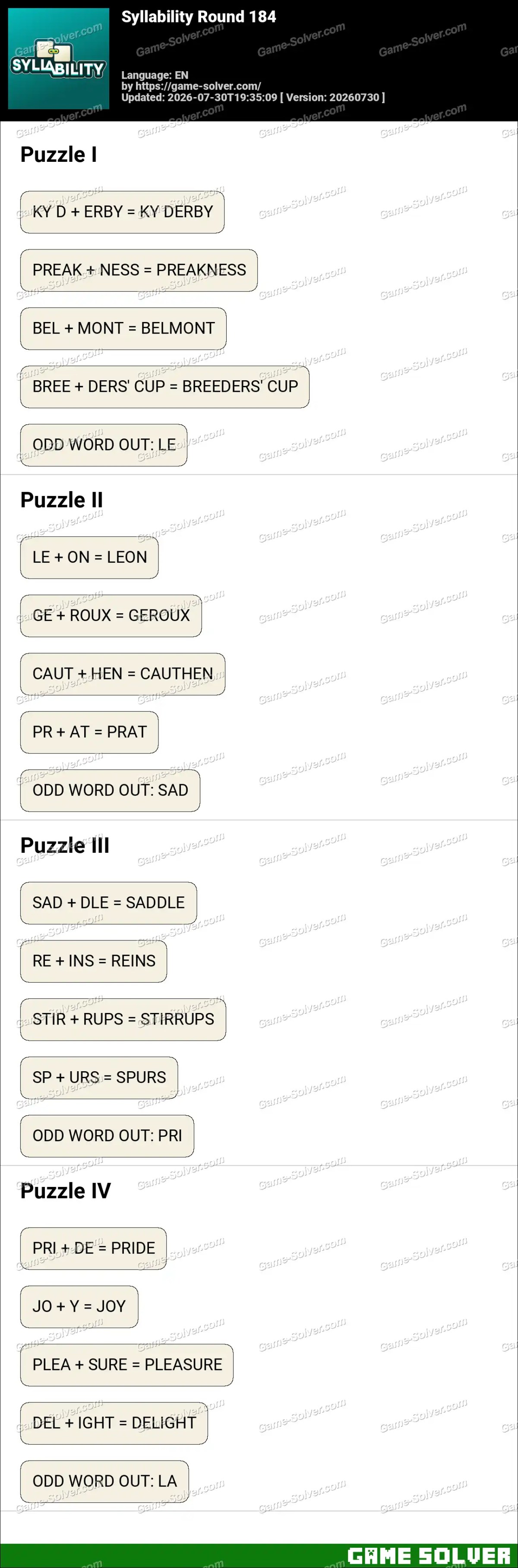 Syllability Round 184 Syllability Round 184