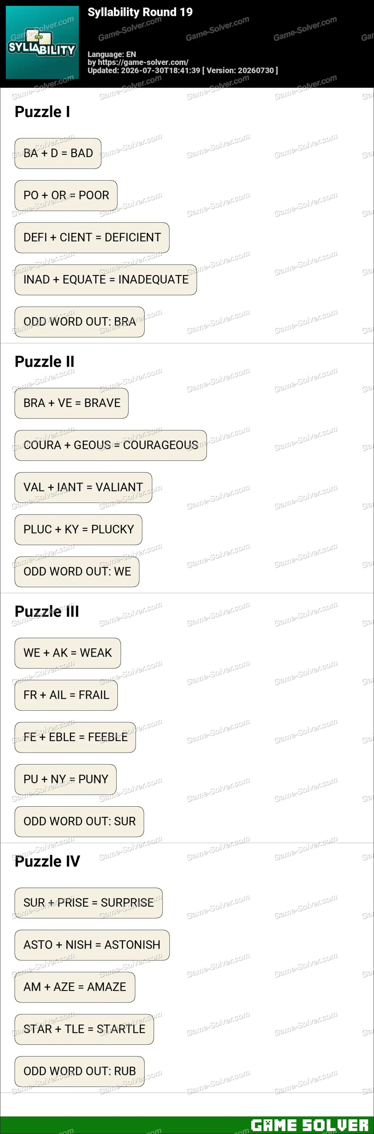 Syllability Round 19