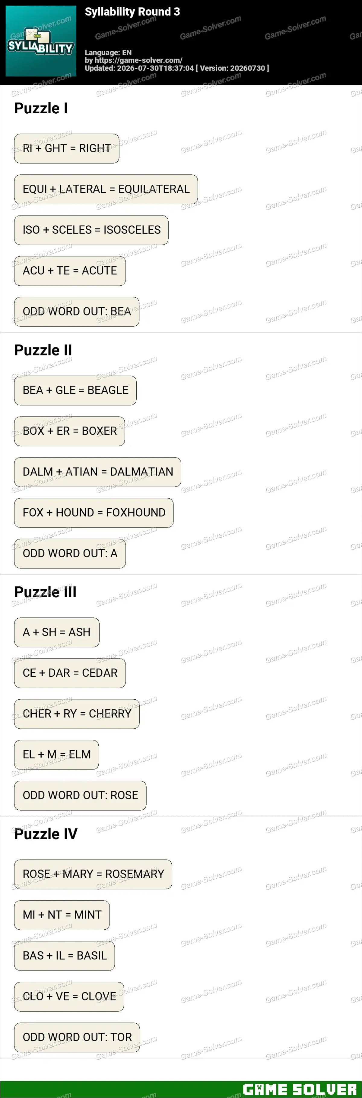 Syllability Round 3 Syllability Round 3