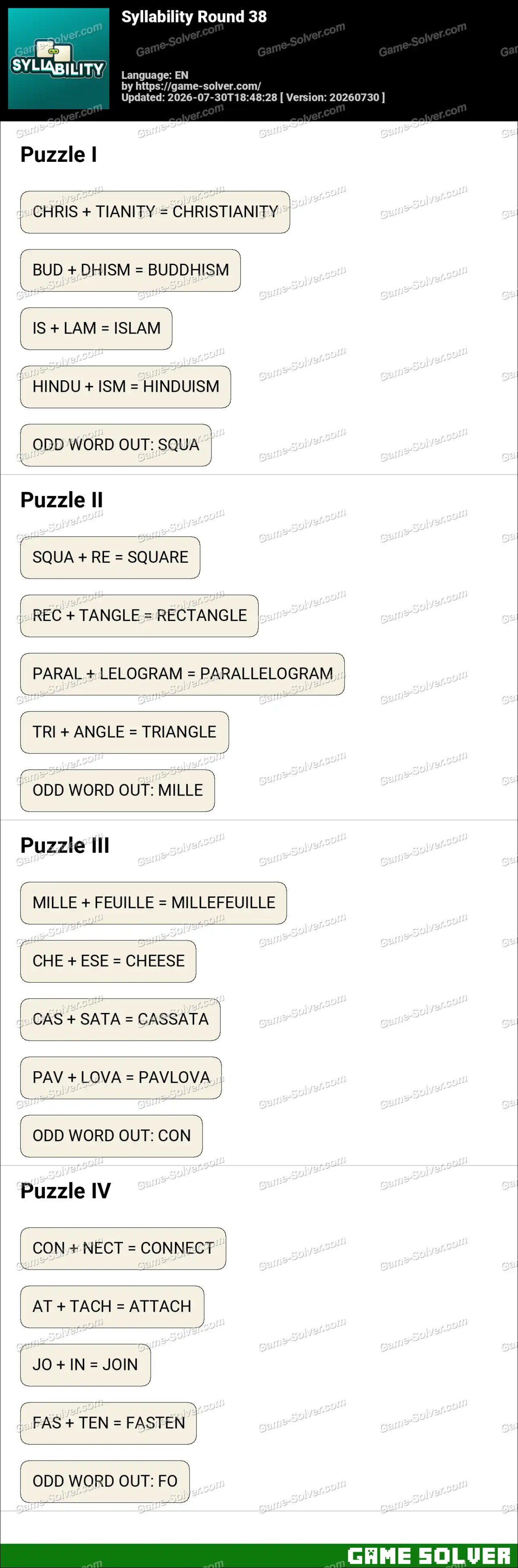 Syllability Round 38 Syllability Round 38