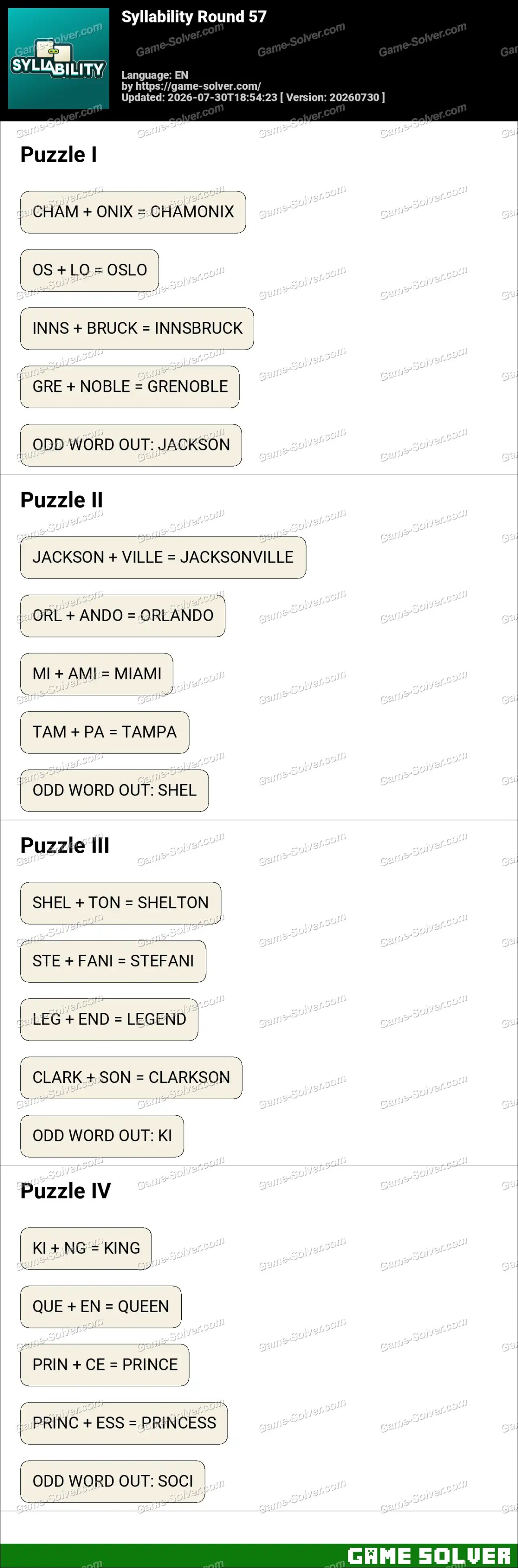 Syllability Round 57 Syllability Round 57
