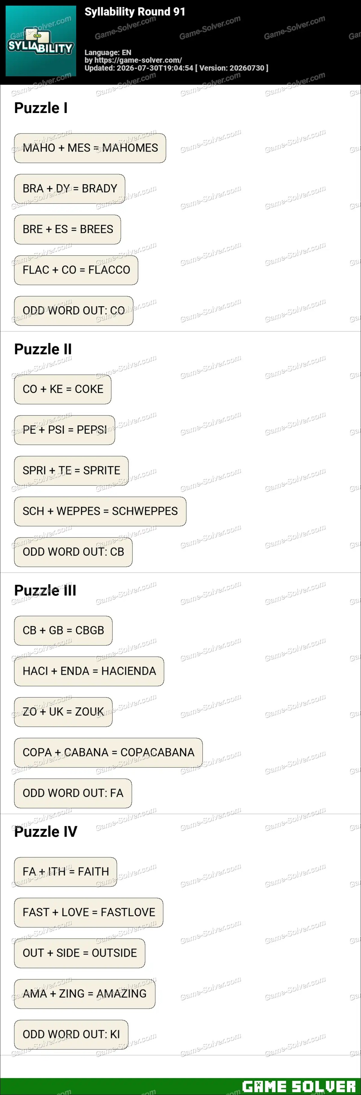 Syllability Round 91