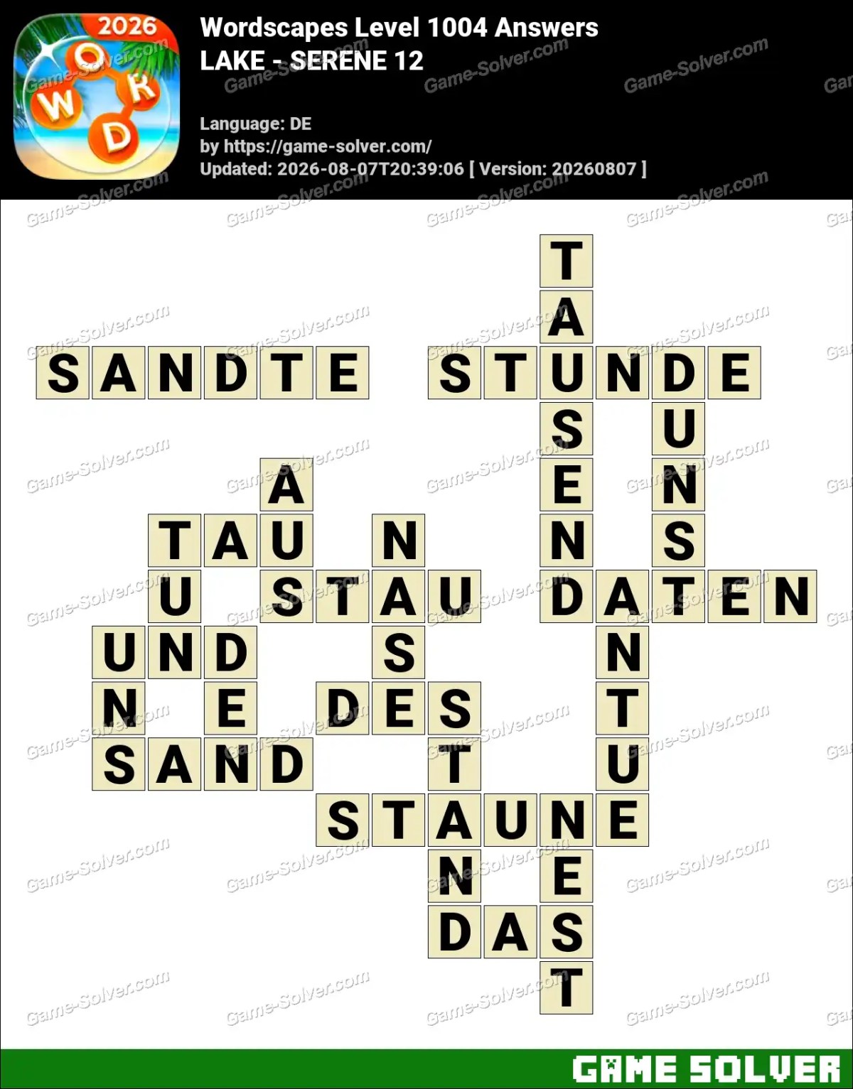 Wordscapes Deutsche Level 1004 Answers — LAKE - SERENE 12 Wordscapes Deutsche Level 1004 Answers — LAKE - SERENE 12