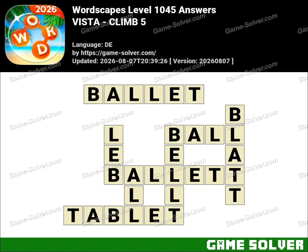 Wordscapes Deutsche Level 1045 Answers — VISTA - CLIMB 5 Wordscapes Deutsche Level 1045 Answers — VISTA - CLIMB 5