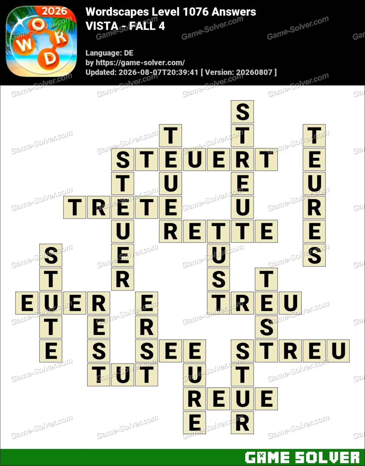 Wordscapes Deutsche Level 1076 Answers — VISTA - FALL 4