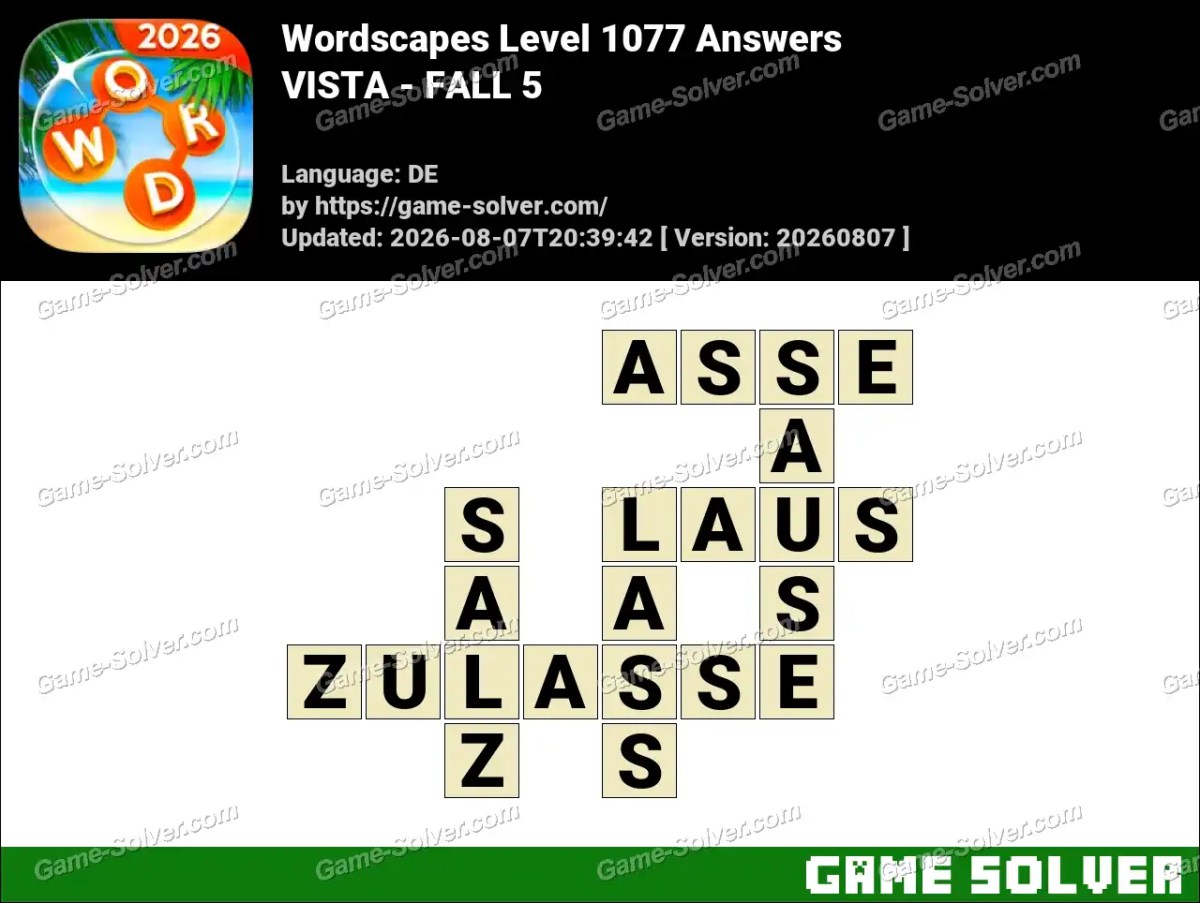 Wordscapes Deutsche Level 1077 Answers — VISTA - FALL 5 Wordscapes Deutsche Level 1077 Answers — VISTA - FALL 5