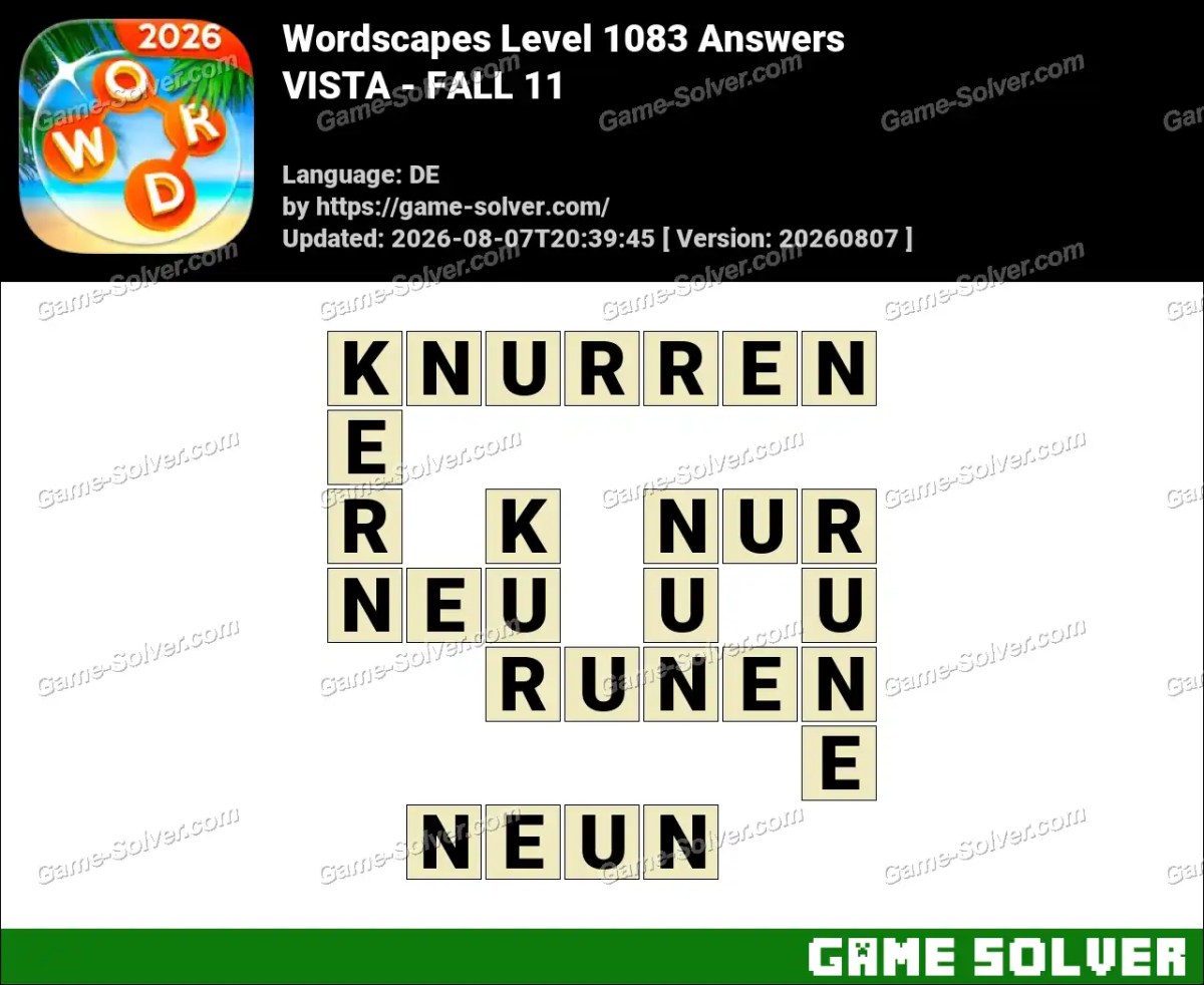 Wordscapes Deutsche Level 1083 Answers — VISTA - FALL 11 Wordscapes Deutsche Level 1083 Answers — VISTA - FALL 11