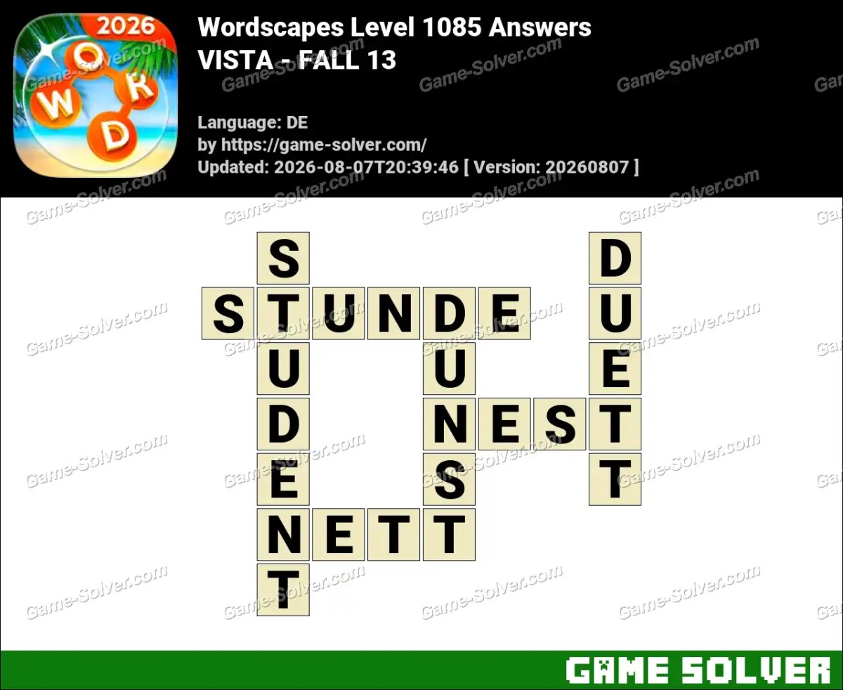 Wordscapes Deutsche Level 1085 Answers — VISTA - FALL 13 Wordscapes Deutsche Level 1085 Answers — VISTA - FALL 13