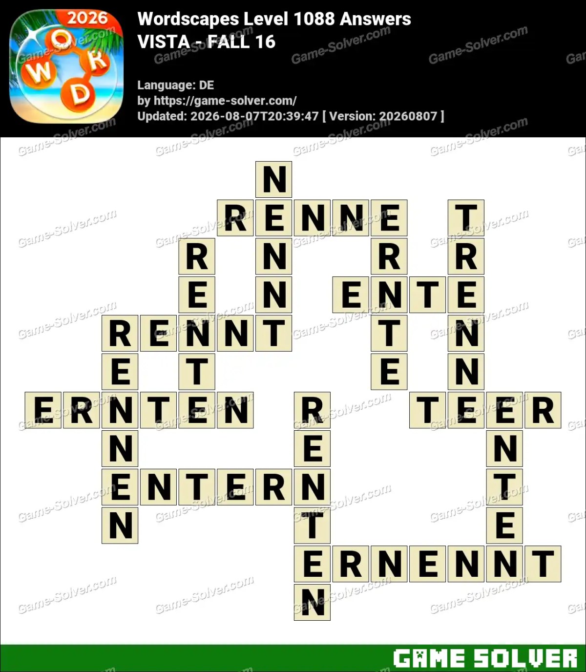 Wordscapes Deutsche Level 1088 Answers — VISTA - FALL 16