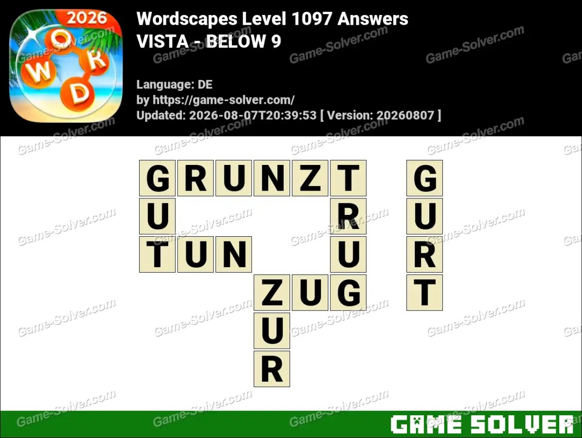 Wordscapes Deutsche Level 1097 Answers — VISTA - BELOW 9 Wordscapes Deutsche Level 1097 Answers — VISTA - BELOW 9