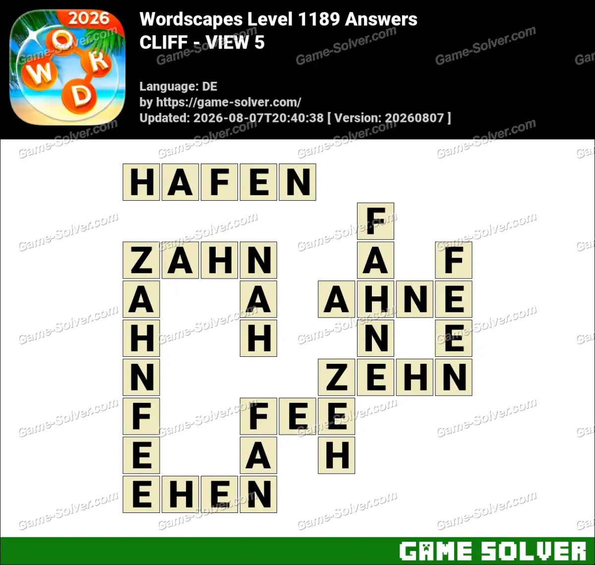 Wordscapes Deutsche Level 1189 Answers — CLIFF - VIEW 5 Wordscapes Deutsche Level 1189 Answers — CLIFF - VIEW 5