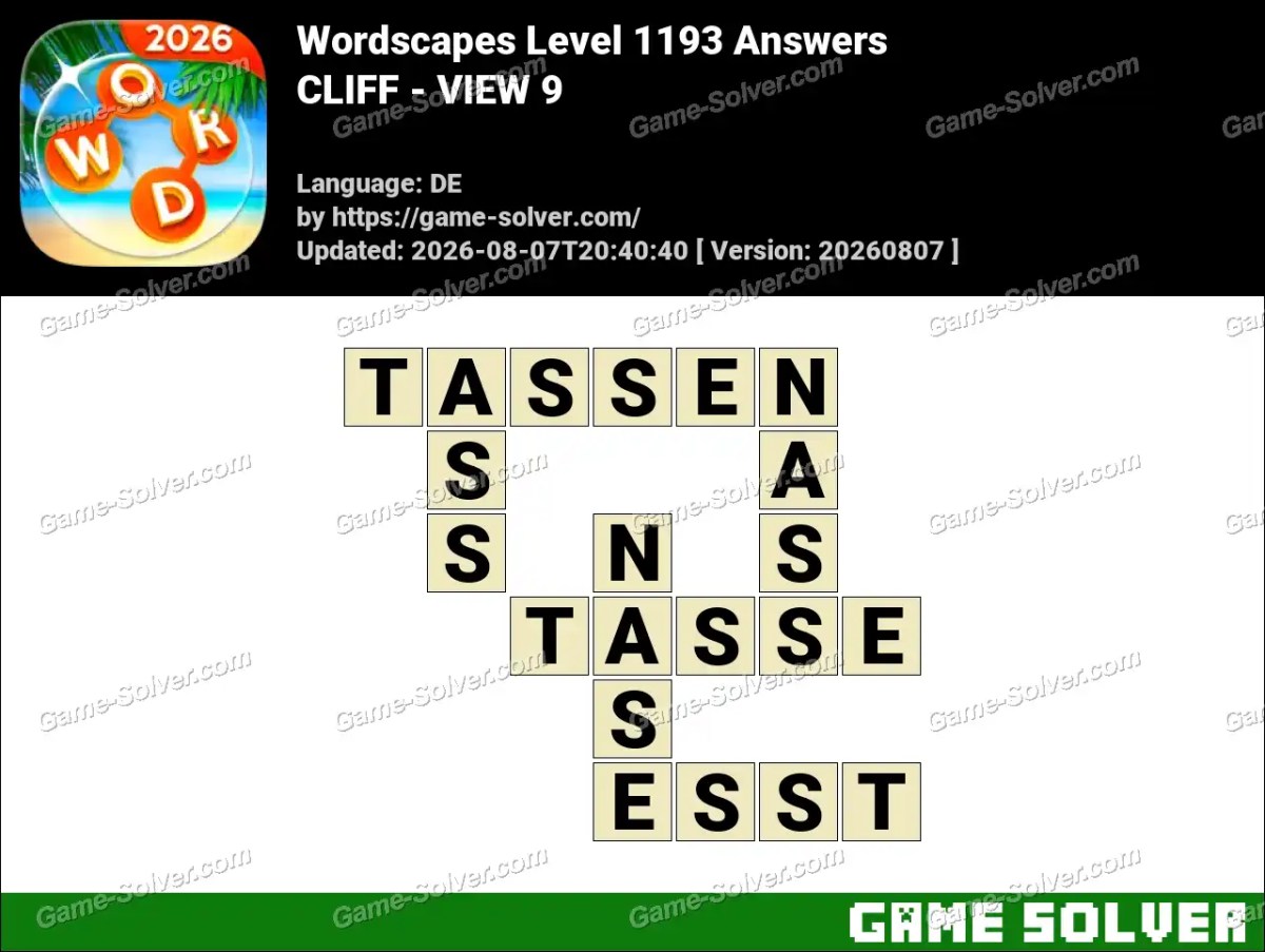 Wordscapes Deutsche Level 1193 Answers — CLIFF - VIEW 9 Wordscapes Deutsche Level 1193 Answers — CLIFF - VIEW 9