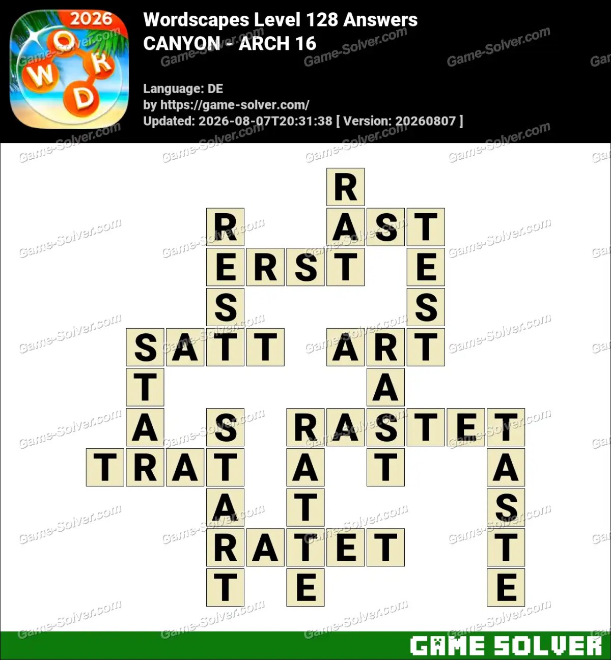Wordscapes Deutsche Level 128 Answers — CANYON - ARCH 16 Wordscapes Deutsche Level 128 Answers — CANYON - ARCH 16