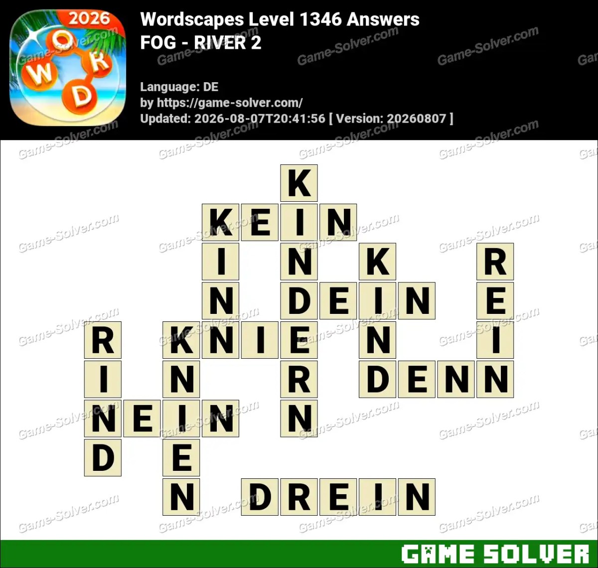 Wordscapes Deutsche Level 1346 Answers — FOG - RIVER 2