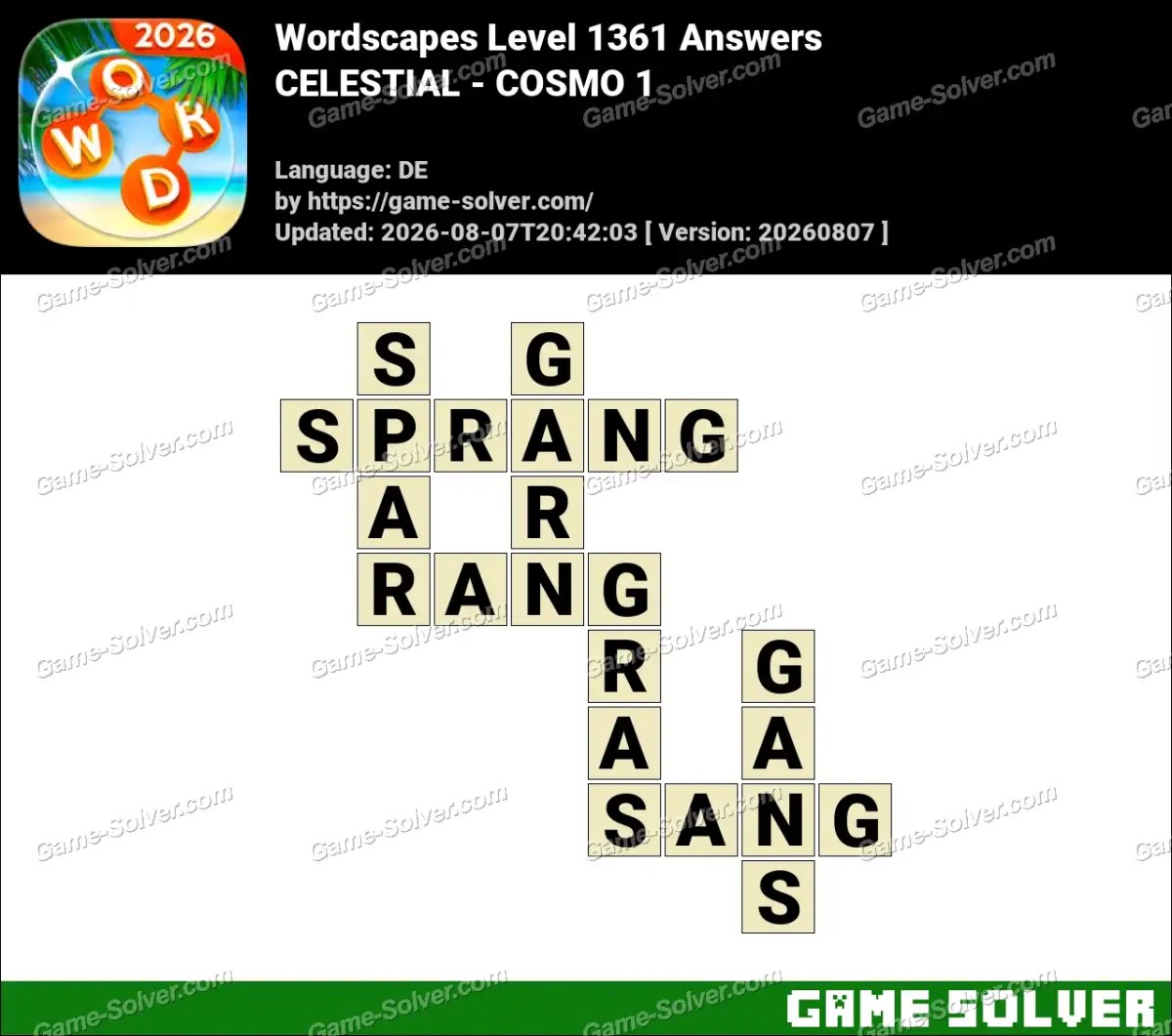 Wordscapes Deutsche Level 1361 Answers — CELESTIAL - COSMO 1