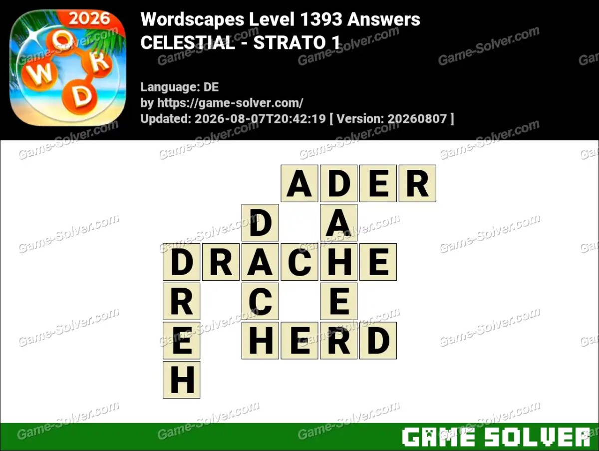 Wordscapes Deutsche Level 1393 Answers — CELESTIAL - STRATO 1