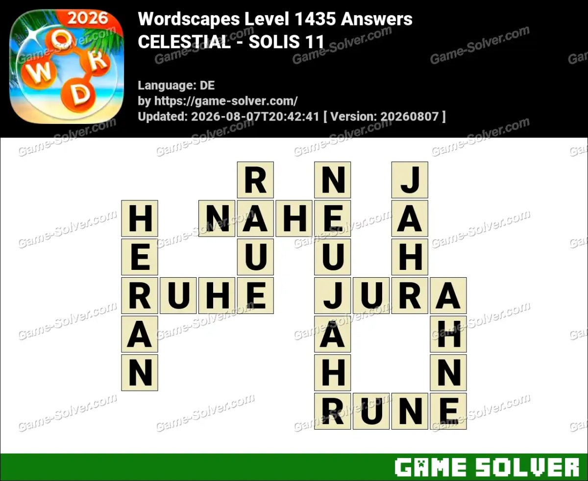 Wordscapes Deutsche Level 1435 Answers — CELESTIAL - SOLIS 11