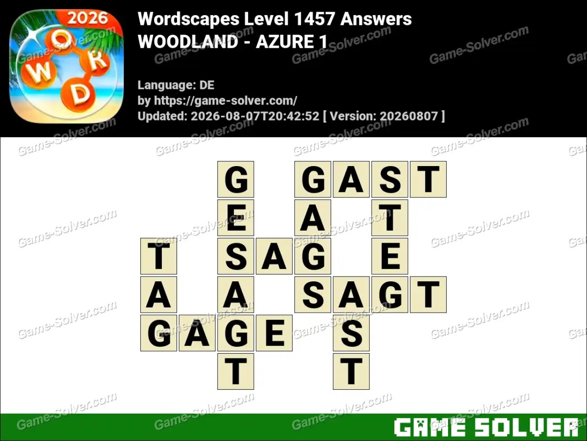 Wordscapes Deutsche Level 1457 Answers — WOODLAND - AZURE 1