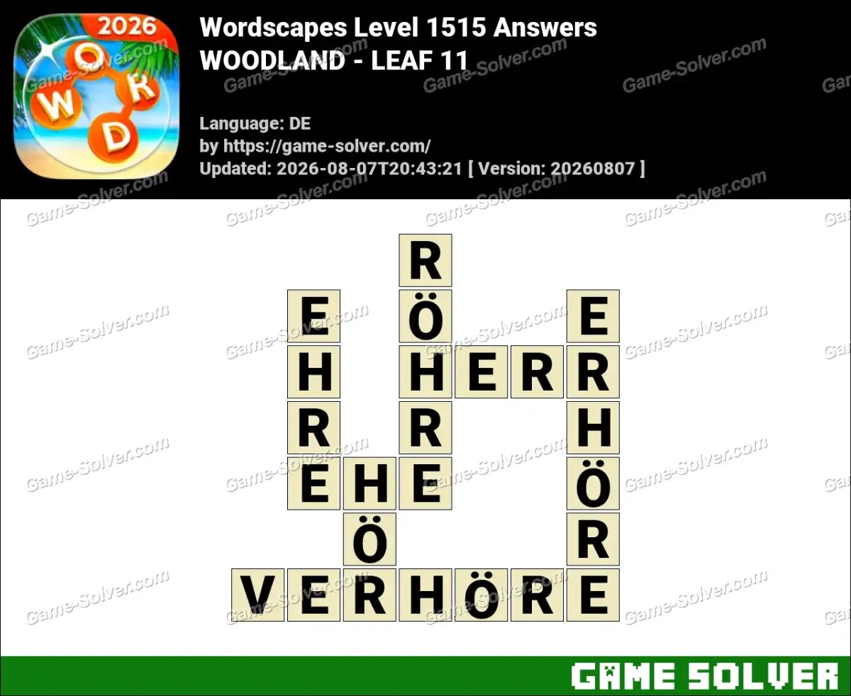 Wordscapes Deutsche Level 1515 Answers — WOODLAND - LEAF 11