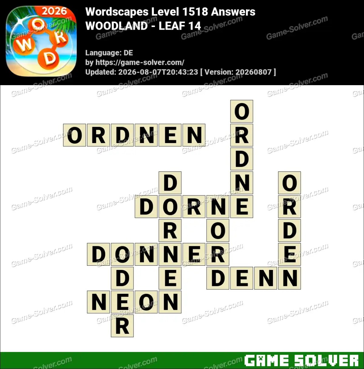 Wordscapes Deutsche Level 1518 Answers — WOODLAND - LEAF 14