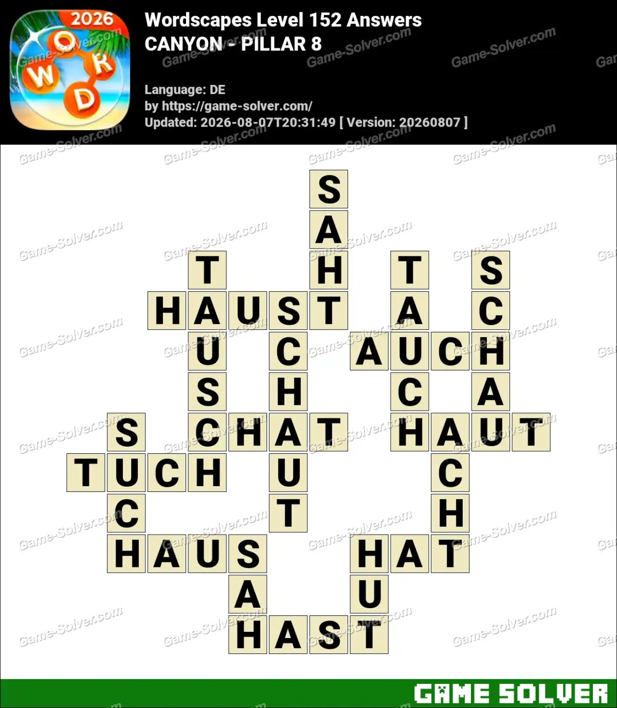 Wordscapes Deutsche Level 152 Answers — CANYON - PILLAR 8 Wordscapes Deutsche Level 152 Answers — CANYON - PILLAR 8