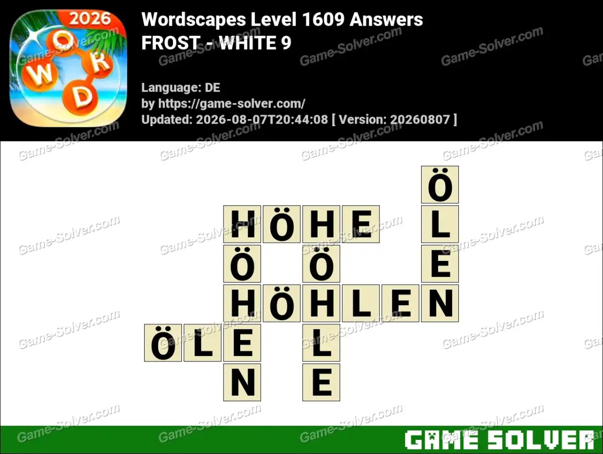 Wordscapes Deutsche Level 1609 Answers — FROST - WHITE 9 Wordscapes Deutsche Level 1609 Answers — FROST - WHITE 9