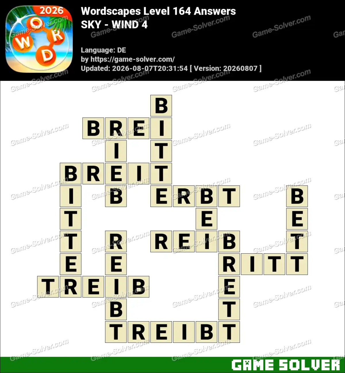 Wordscapes Deutsche Level 164 Answers — SKY - WIND 4 Wordscapes Deutsche Level 164 Answers — SKY - WIND 4
