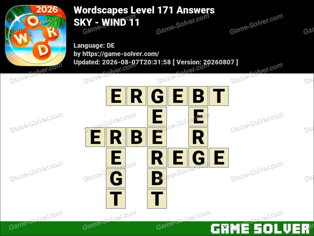 Wordscapes Deutsche Level 171 Answers — SKY - WIND 11 Wordscapes Deutsche Level 171 Answers — SKY - WIND 11