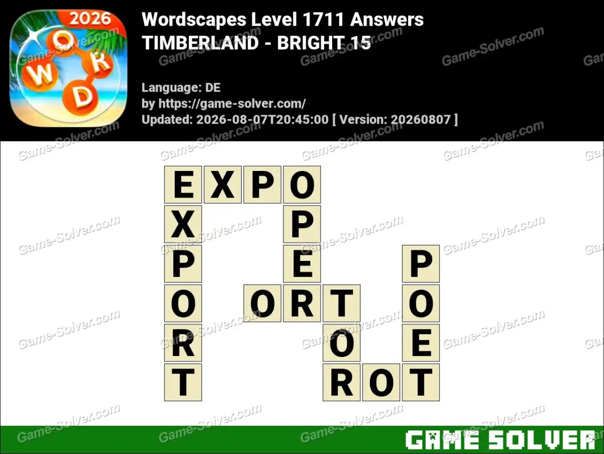 Wordscapes Deutsche Level 1711 Answers — TIMBERLAND - BRIGHT 15
