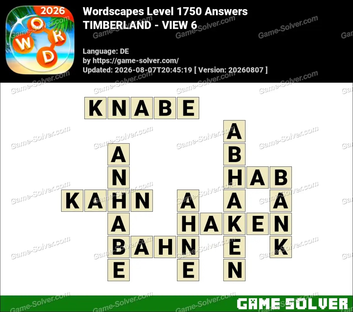 Wordscapes Deutsche Level 1750 Answers — TIMBERLAND - VIEW 6