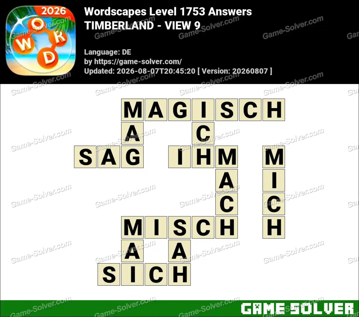 Wordscapes Deutsche Level 1753 Answers — TIMBERLAND - VIEW 9
