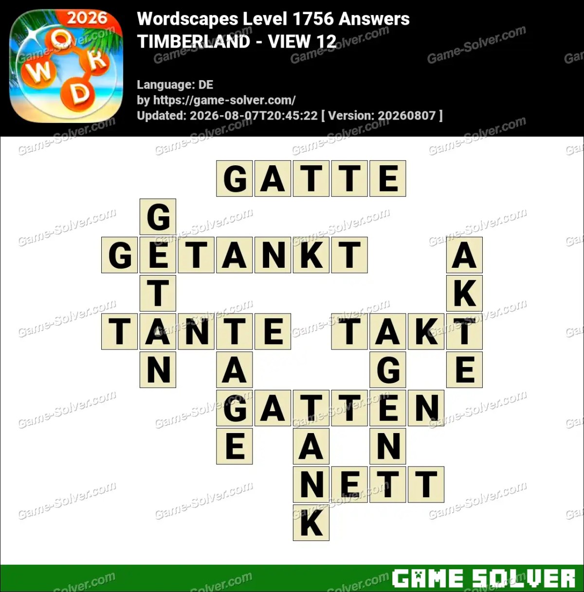 Wordscapes Deutsche Level 1756 Answers — TIMBERLAND - VIEW 12