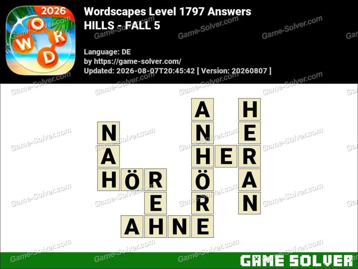 Wordscapes Deutsche Level 1797 Answers — HILLS - FALL 5 Wordscapes Deutsche Level 1797 Answers — HILLS - FALL 5