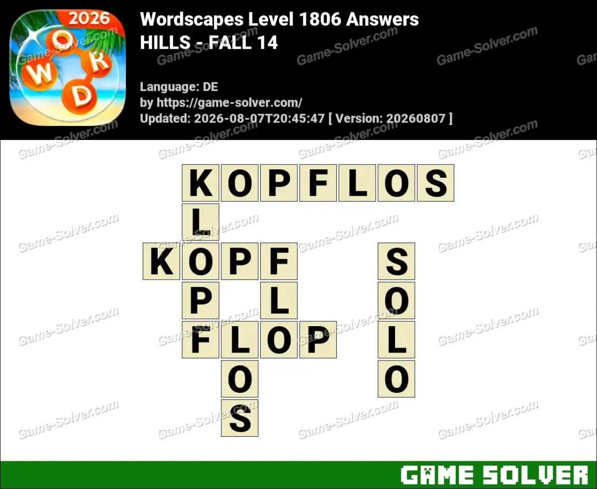 Wordscapes Deutsche Level 1806 Answers — HILLS - FALL 14