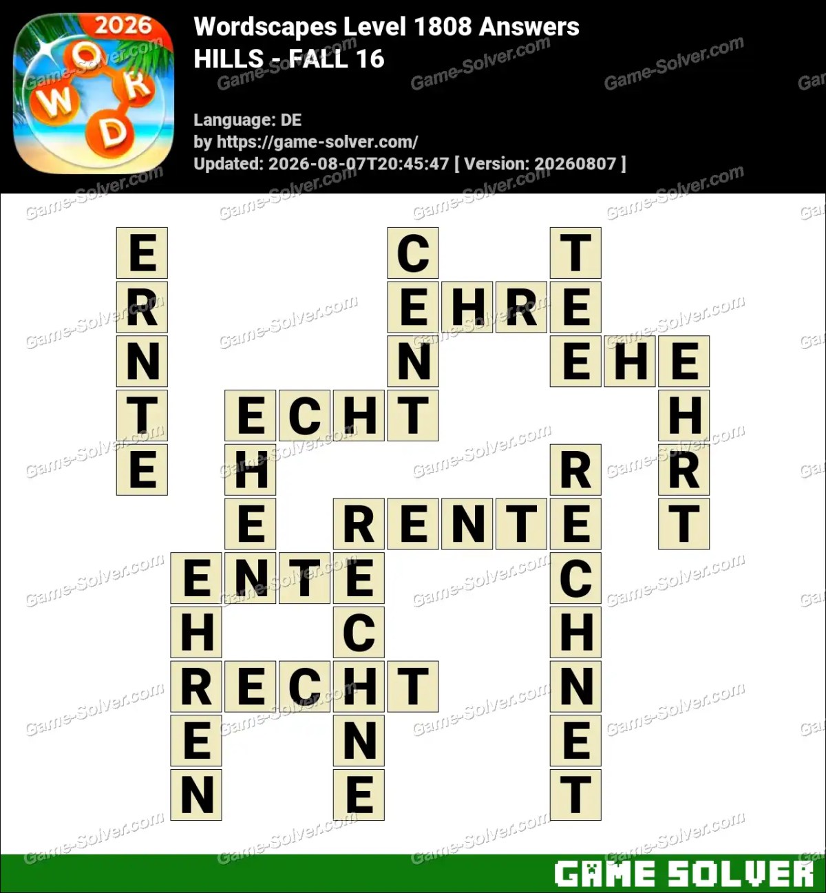 Wordscapes Deutsche Level 1808 Answers — HILLS - FALL 16