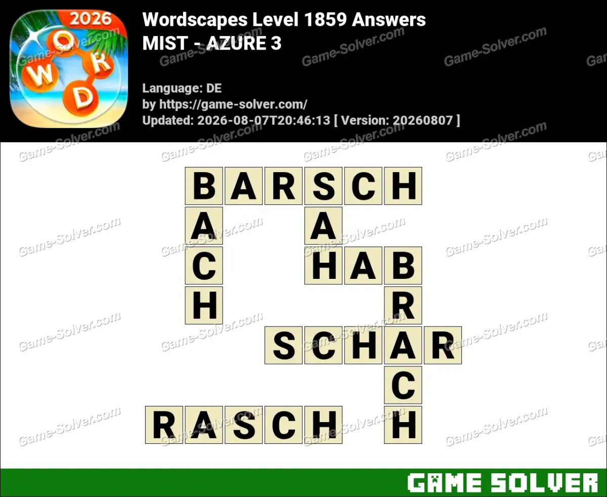 Wordscapes Deutsche Level 1859 Answers — MIST - AZURE 3
