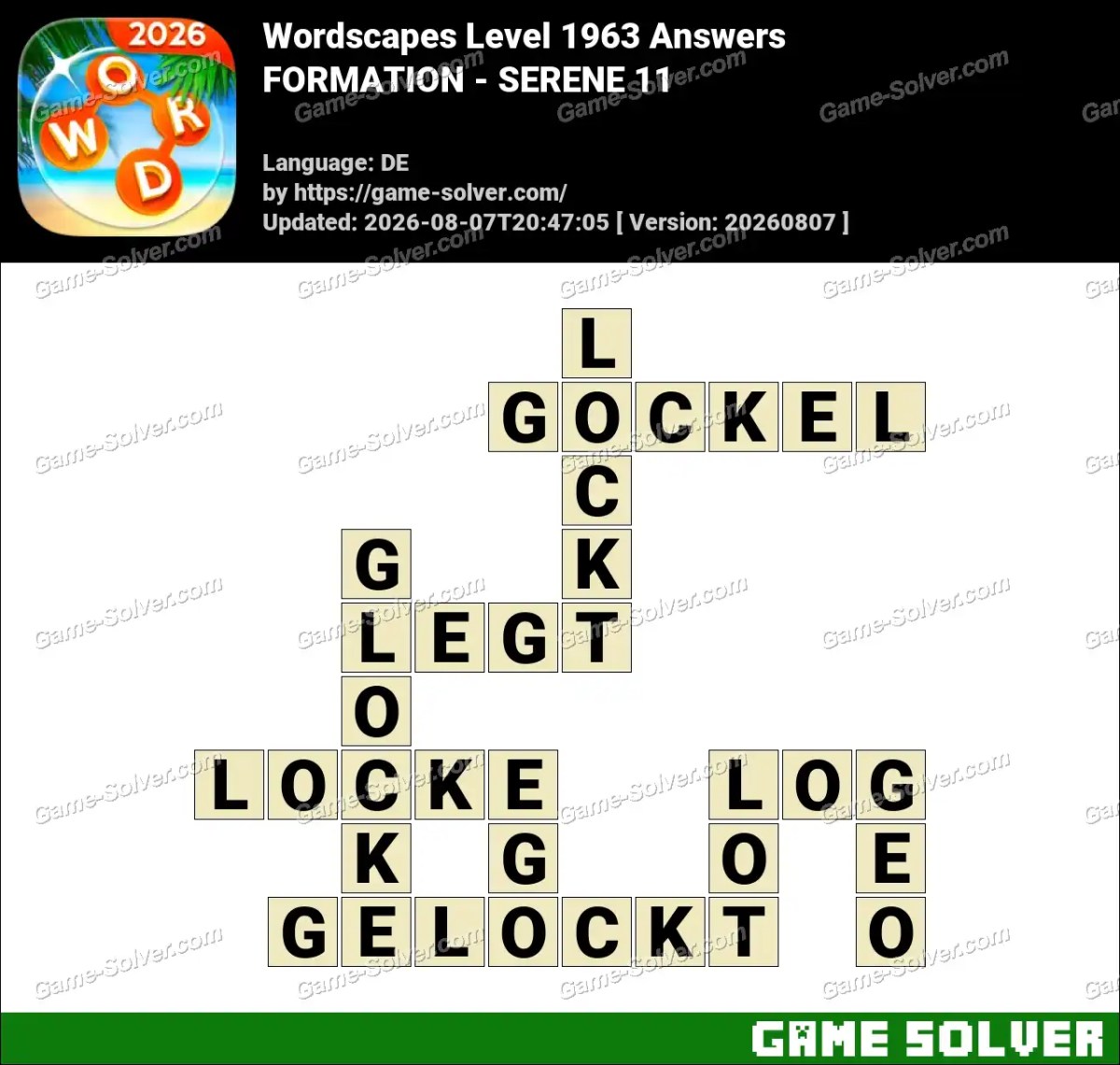 Wordscapes Deutsche Level 1963 Answers — FORMATION - SERENE 11