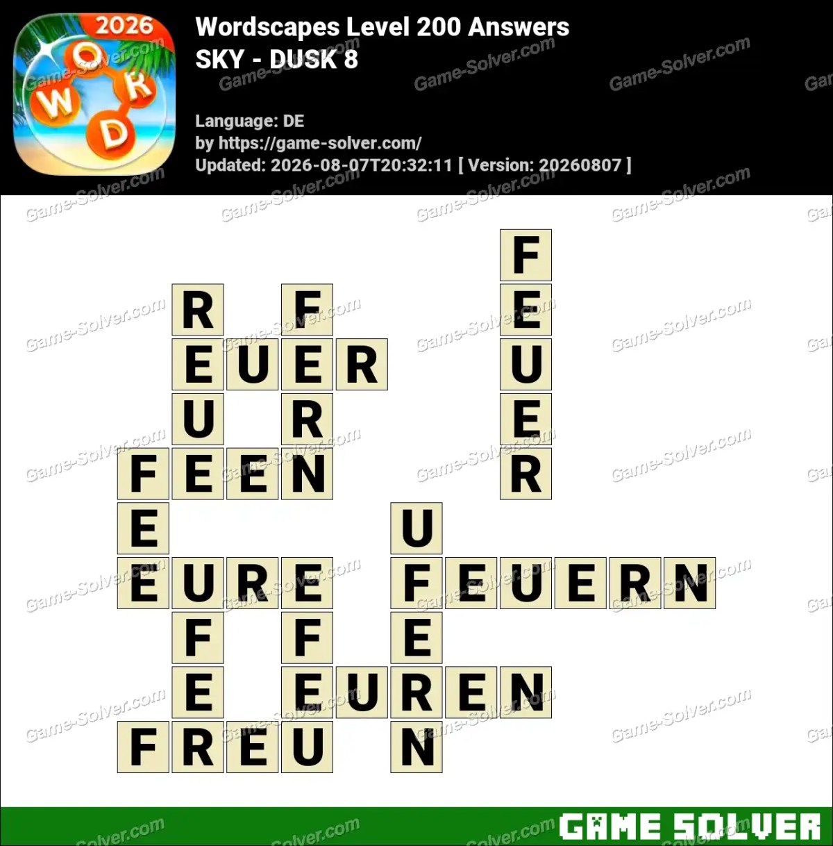 Wordscapes Deutsche Level 200 Answers — SKY - DUSK 8 Wordscapes Deutsche Level 200 Answers — SKY - DUSK 8