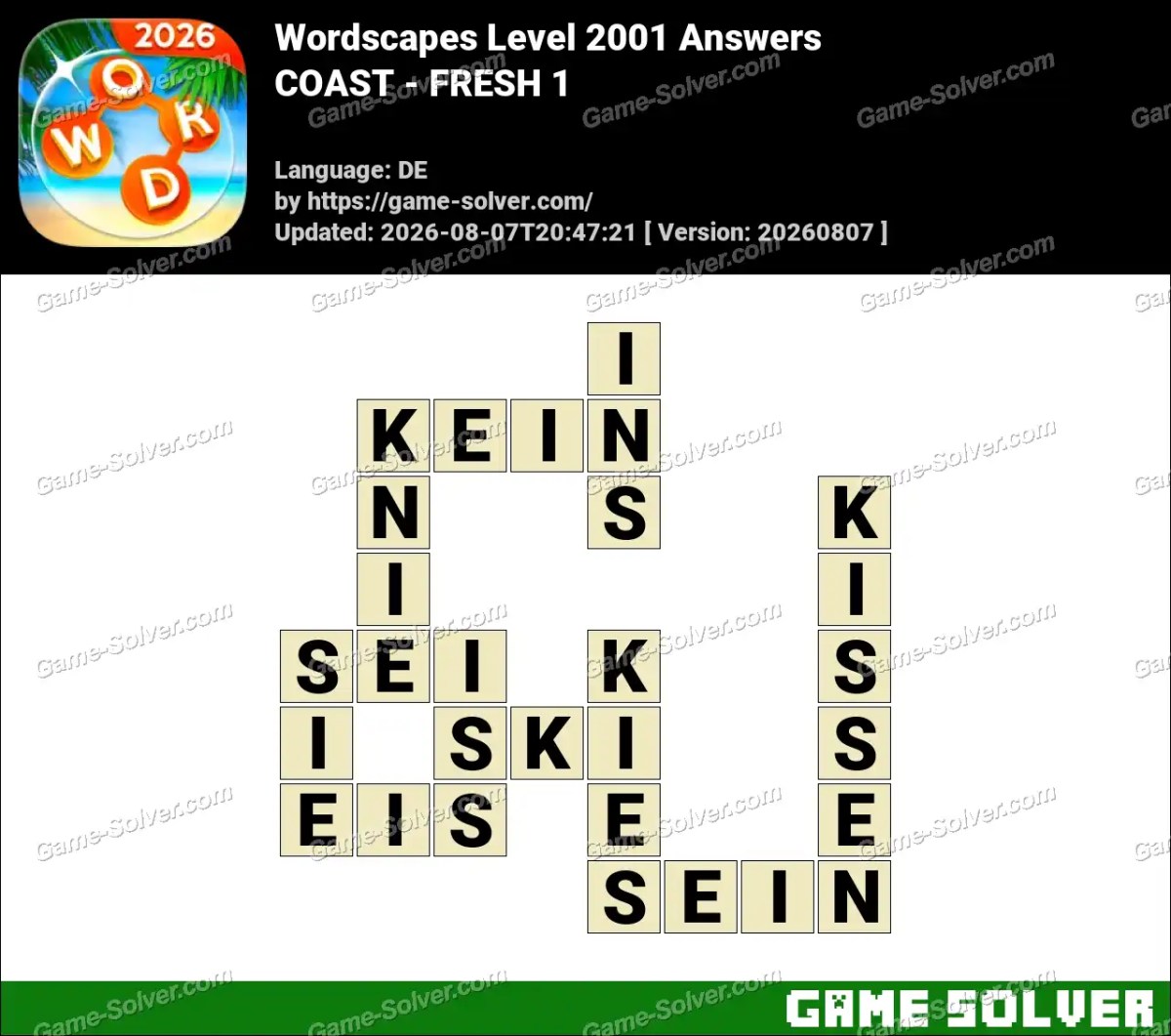 Wordscapes Deutsche Level 2001 Answers — COAST - FRESH 1