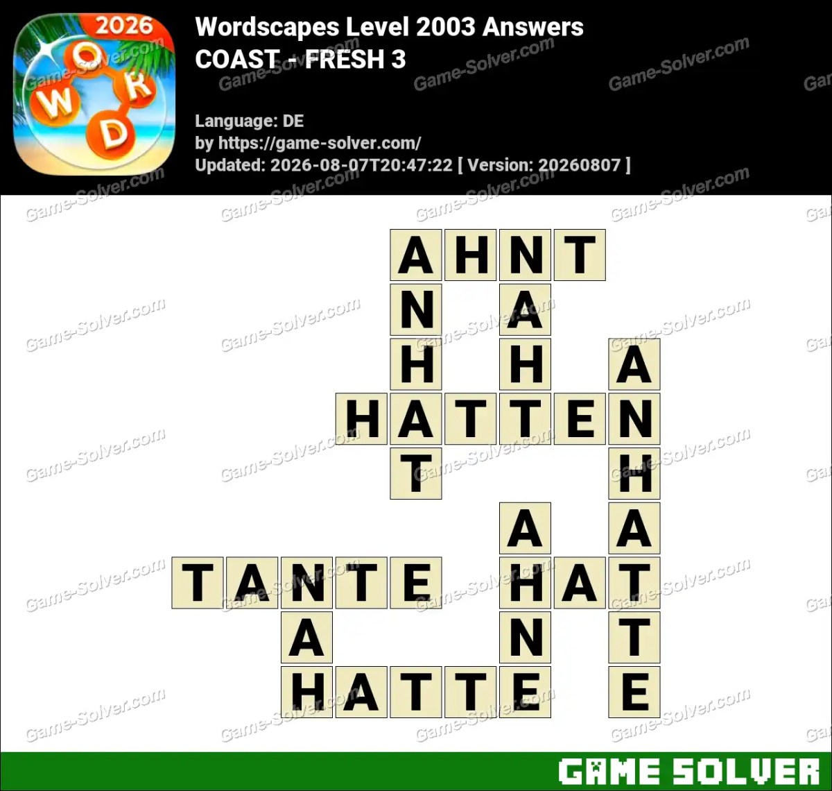 Wordscapes Deutsche Level 2003 Answers — COAST - FRESH 3