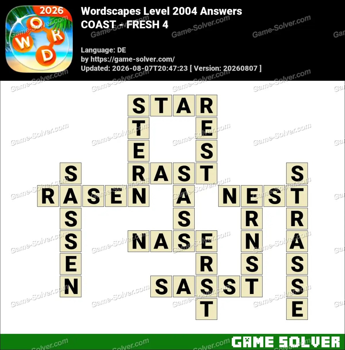 Wordscapes Deutsche Level 2004 Answers — COAST - FRESH 4 Wordscapes Deutsche Level 2004 Answers — COAST - FRESH 4