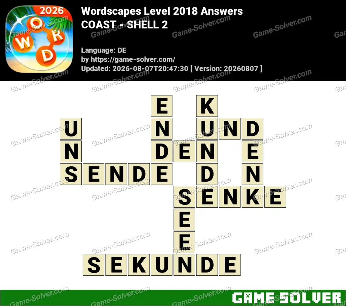 Wordscapes Deutsche Level 2018 Answers — COAST - SHELL 2