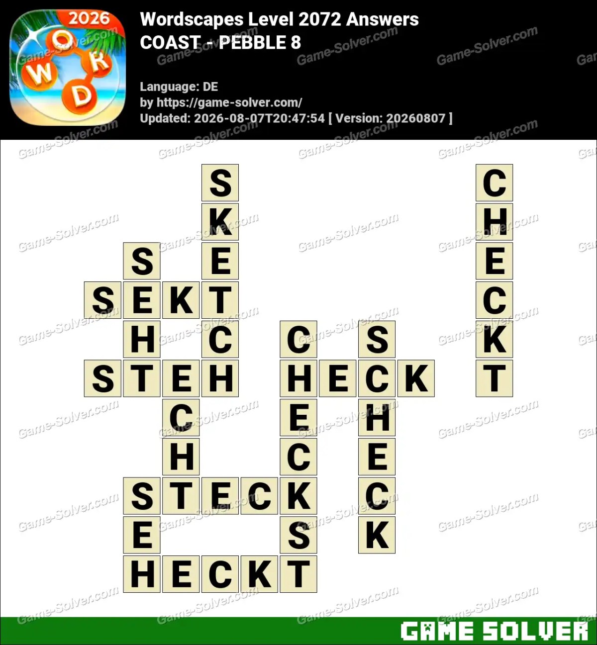 Wordscapes Deutsche Level 2072 Answers — COAST - PEBBLE 8 Wordscapes Deutsche Level 2072 Answers — COAST - PEBBLE 8