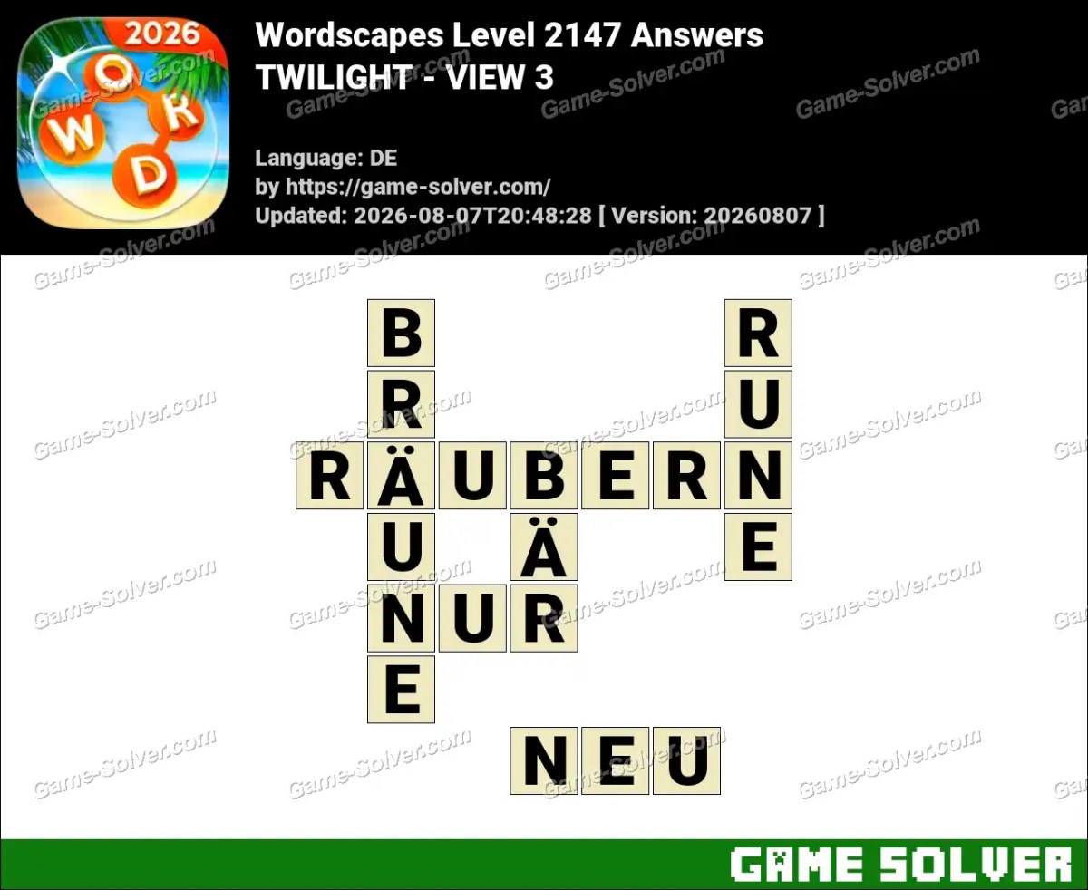 Wordscapes Deutsche Level 2147 Answers — TWILIGHT - VIEW 3 Wordscapes Deutsche Level 2147 Answers — TWILIGHT - VIEW 3