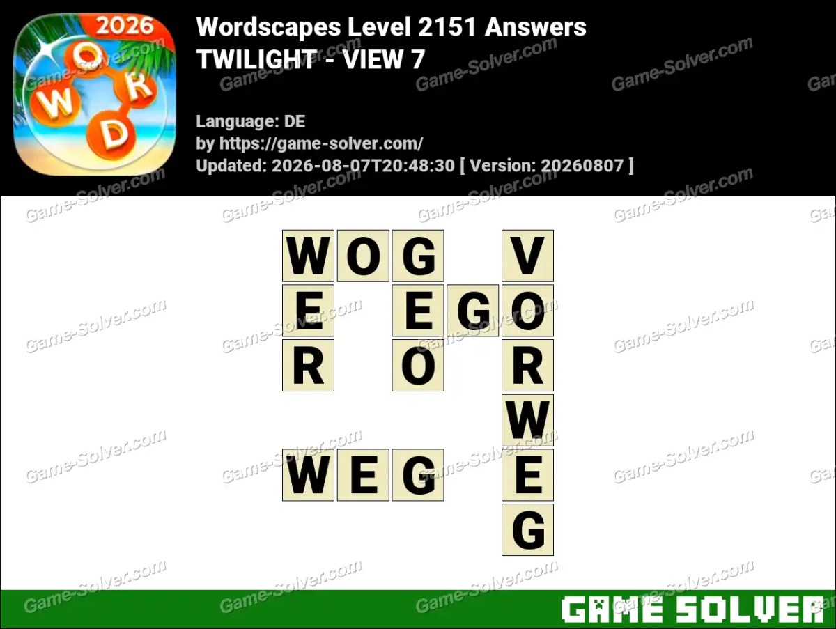 Wordscapes Deutsche Level 2151 Answers — TWILIGHT - VIEW 7