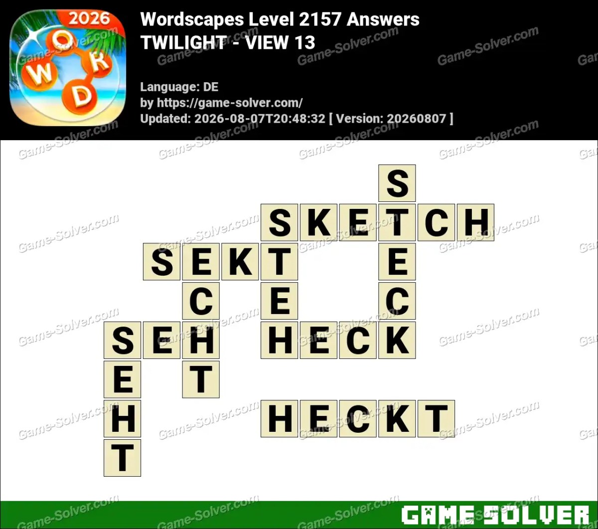 Wordscapes Deutsche Level 2157 Answers — TWILIGHT - VIEW 13 Wordscapes Deutsche Level 2157 Answers — TWILIGHT - VIEW 13